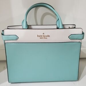 Kate Spade Aqua and White Satchel